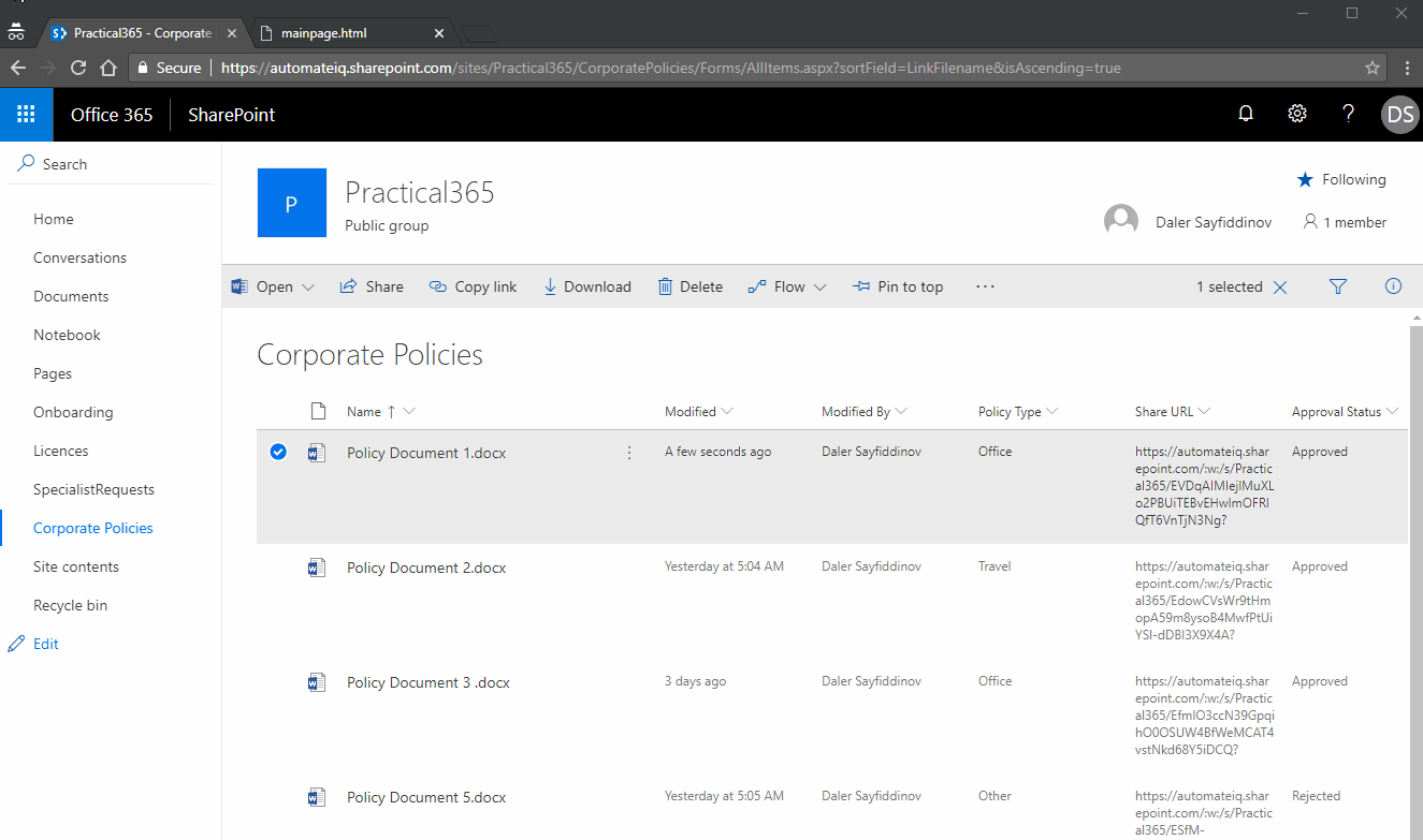 Using SharePoint Online Document Libraries as a Document Management