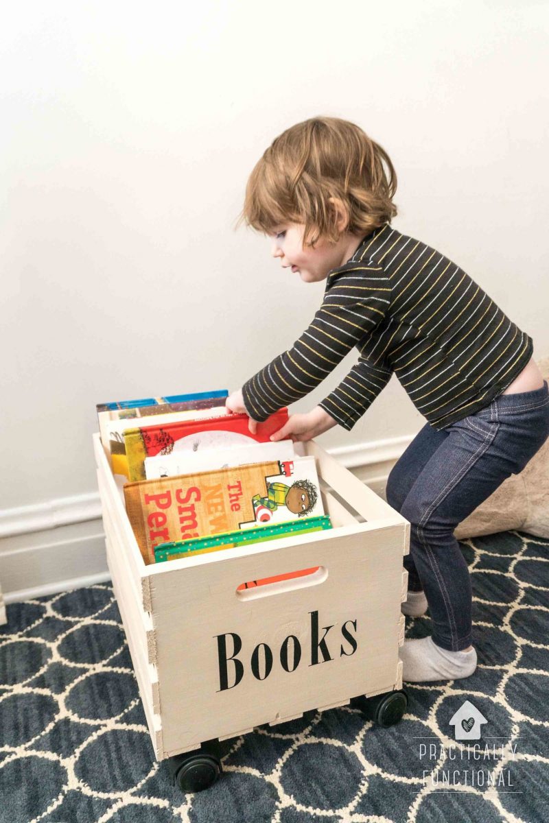 DIY Rolling Crate For Easy Book Storage