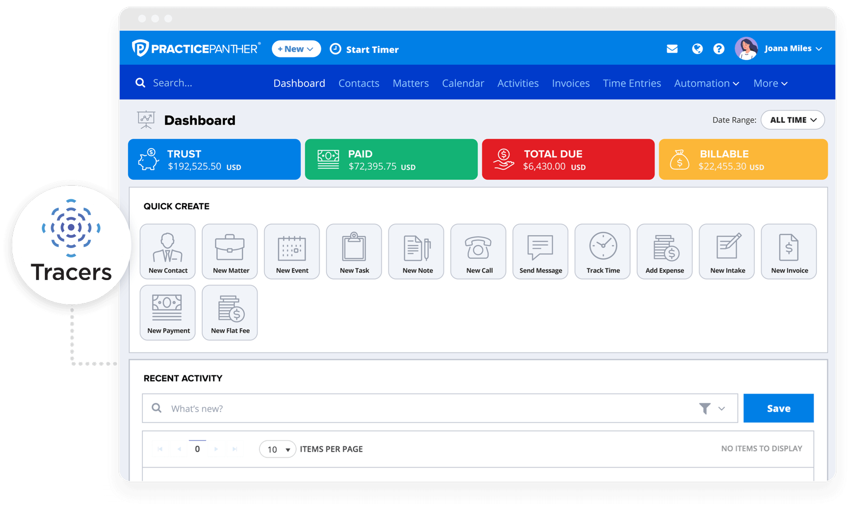 Integrate with Tracers PracticePanther