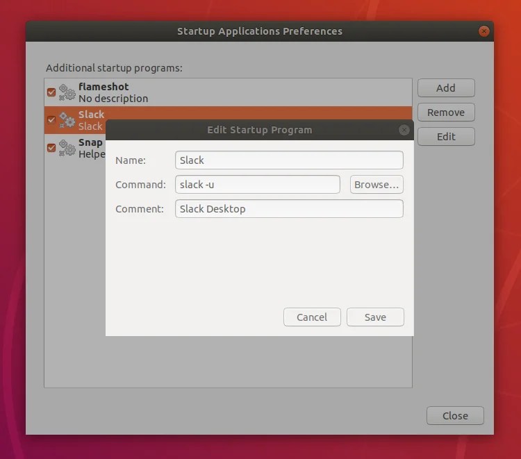 Start Slack Minimized on Ubuntu 18.04 PRADO