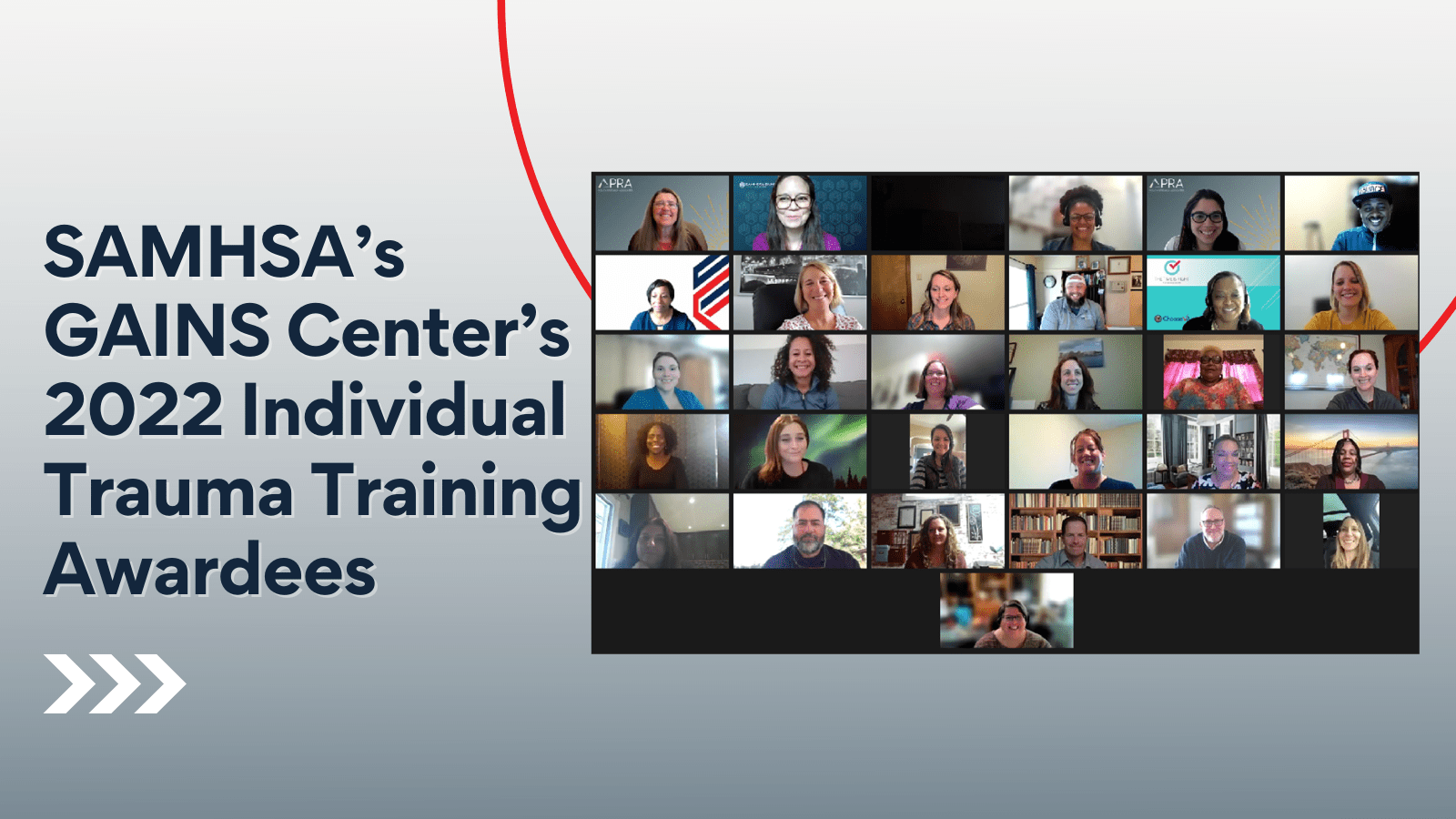 SAMHSA’s GAINS Center’s 2022 Individual Trauma Training Awardees