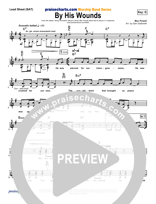 By His Wounds Sheet Music PDF (Brian Littrell) PraiseCharts