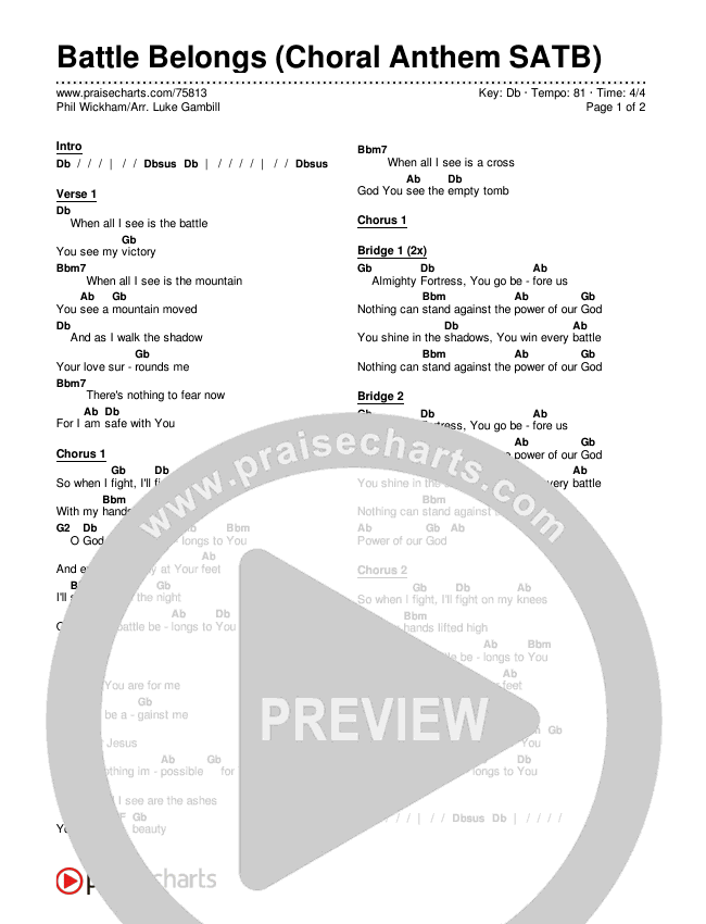 Battle Belongs (Choral Anthem SATB) Chords PDF (Phil Wickham / Arr