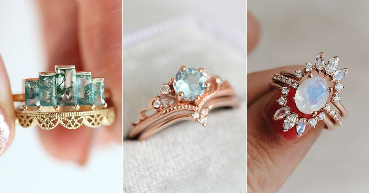 8 Stackable Gemstone Engagement Ring Sets You'll Say Yes To Praise