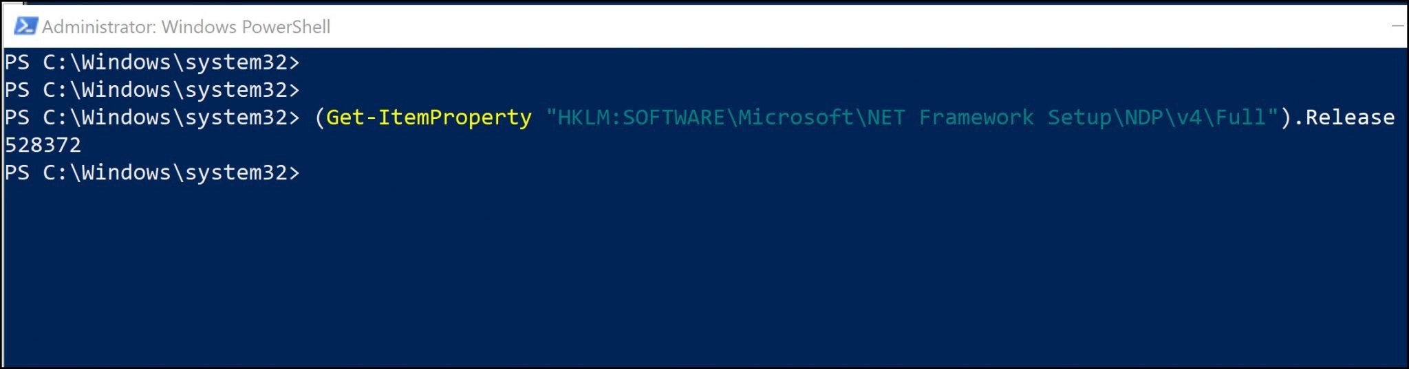 Find Dot NET Version using PowerShell