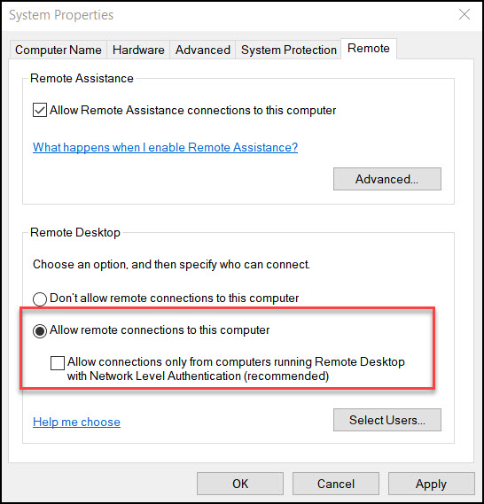 How to Disable Network Level Authentication