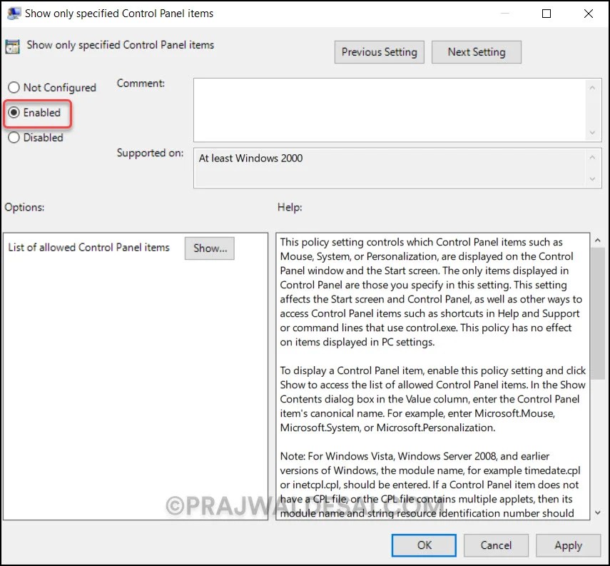 How to Disable Control Panel using Group Policy
