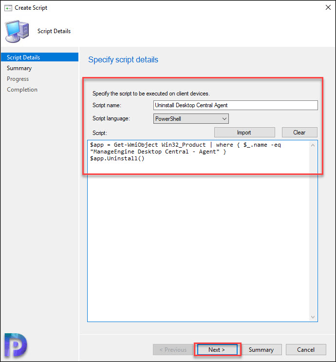 Uninstall Desktop Central Agents using SCCM ConfigMgr