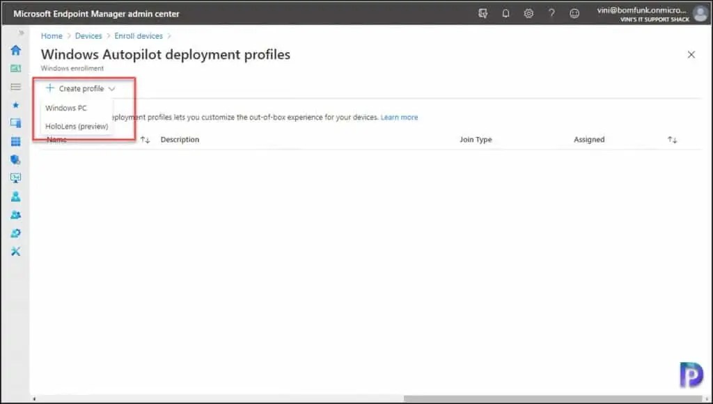 Create Autopilot Profile for HoloLens 2 Devices