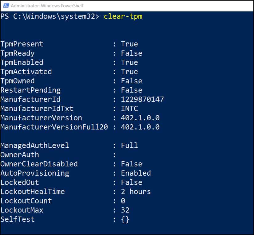 List of Useful TPM PowerShell CmdLets