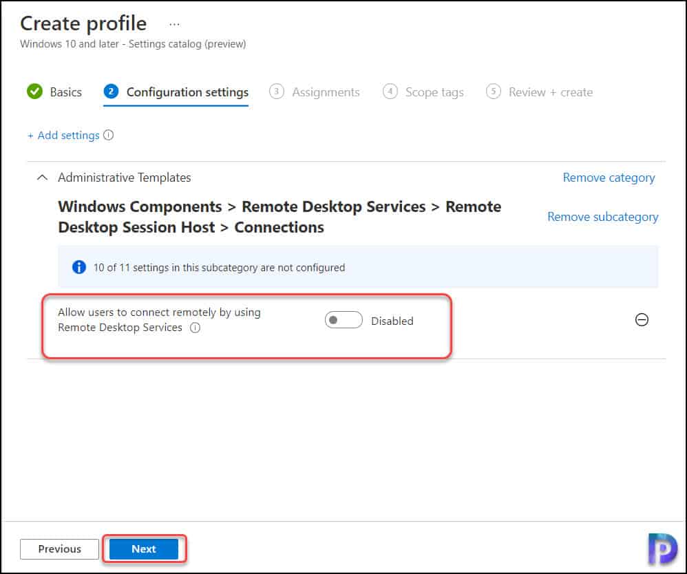 Enable/Disable Remote Desktop Access using Intune