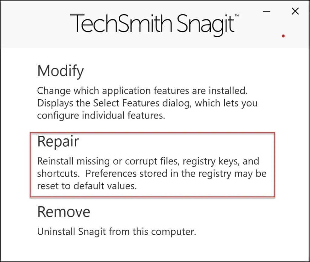 Fix Snagit has crashed on Windows PC