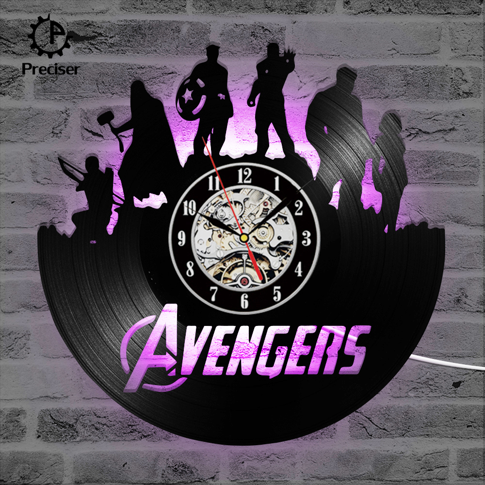 Preciser Fashion Creative Vinyl 3D Record Clock Marvel Avengers