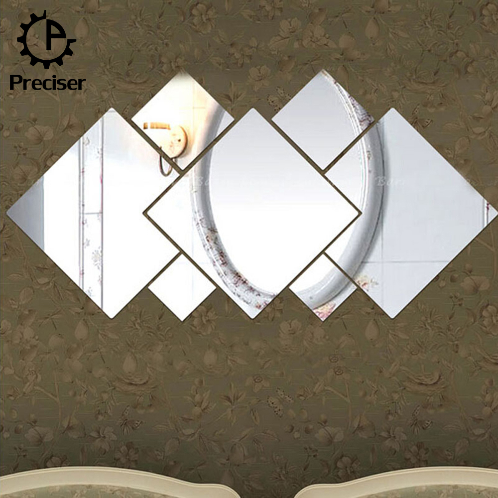 Preciser 7pcs Diamond Rhombus Mirror Acrylic 3D DIY Removable Decal Art