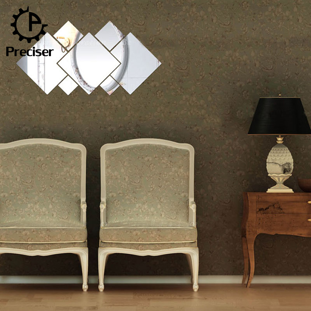 Preciser 7pcs Diamond Rhombus Mirror Acrylic 3D DIY Removable Decal Art