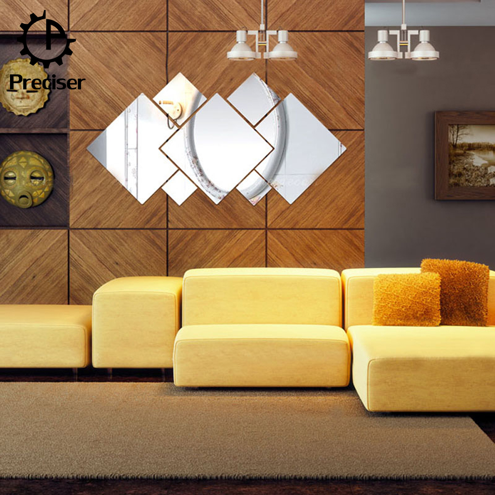 Preciser 7pcs Diamond Rhombus Mirror Acrylic 3D DIY Removable Decal Art