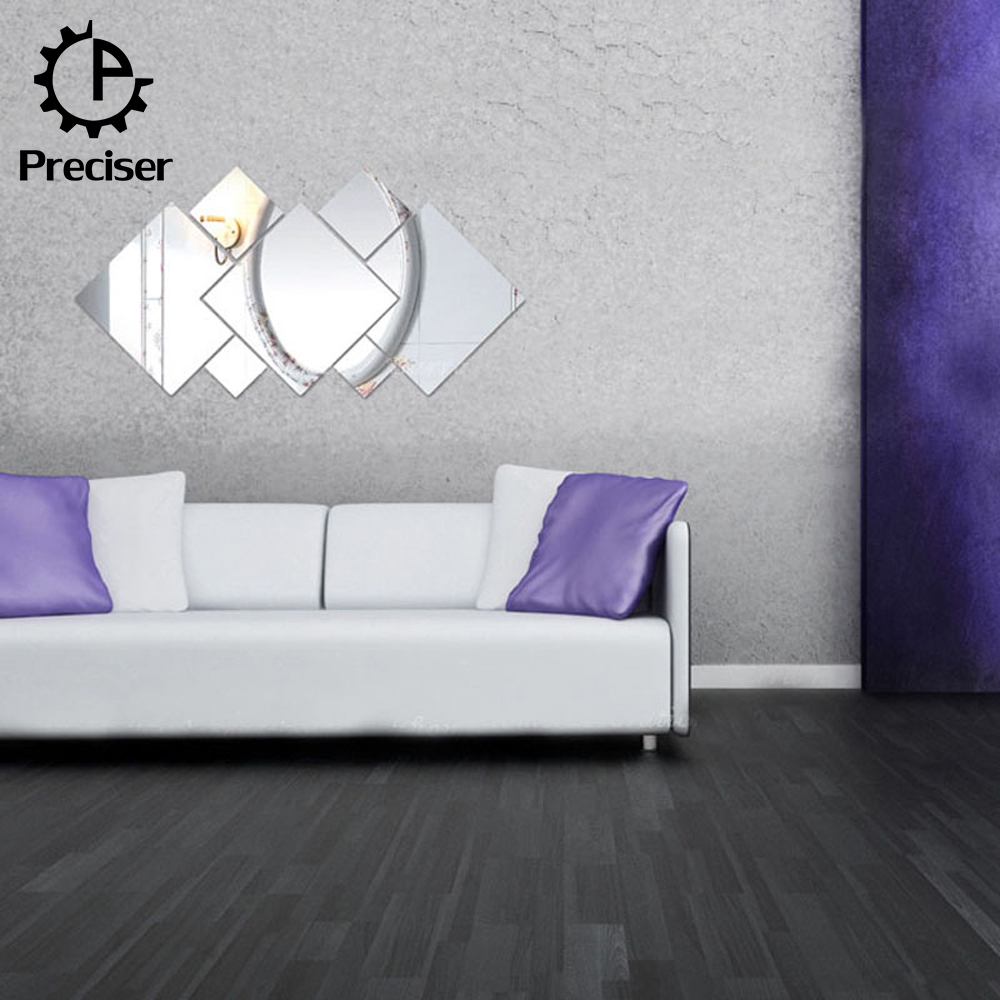 Preciser 7pcs Diamond Rhombus Mirror Acrylic 3D DIY Removable Decal Art