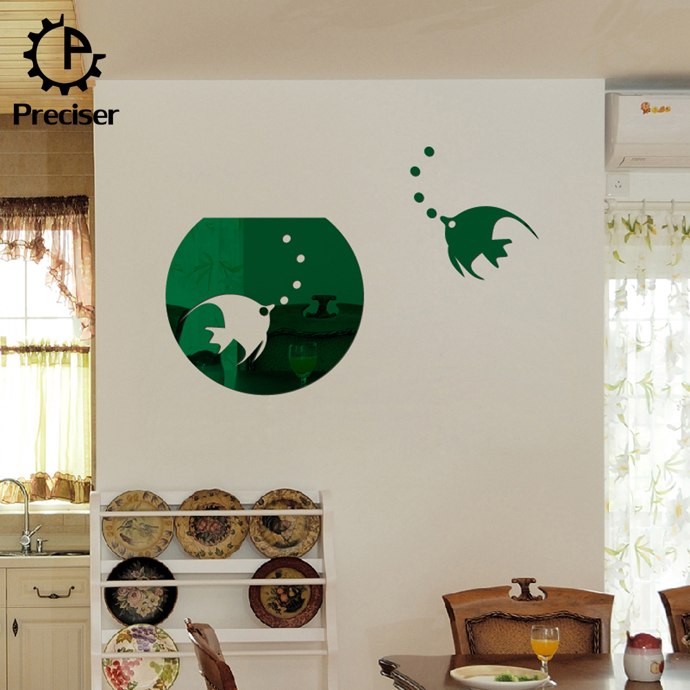 Preciser Aquarium Fish Bublles DIY Mirror Effect Reflective 3D Wall