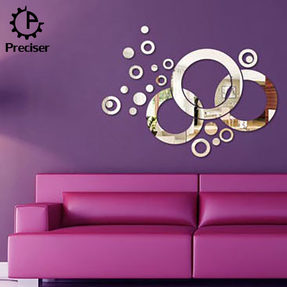 Preciser 22pcs Originality Rounds Circles Crystal Reflective DIY Mirror