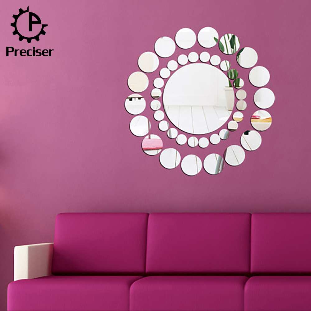 Preciser 41pcs Big+Small Rounds DIY Frame Crystal Reflective Mirror
