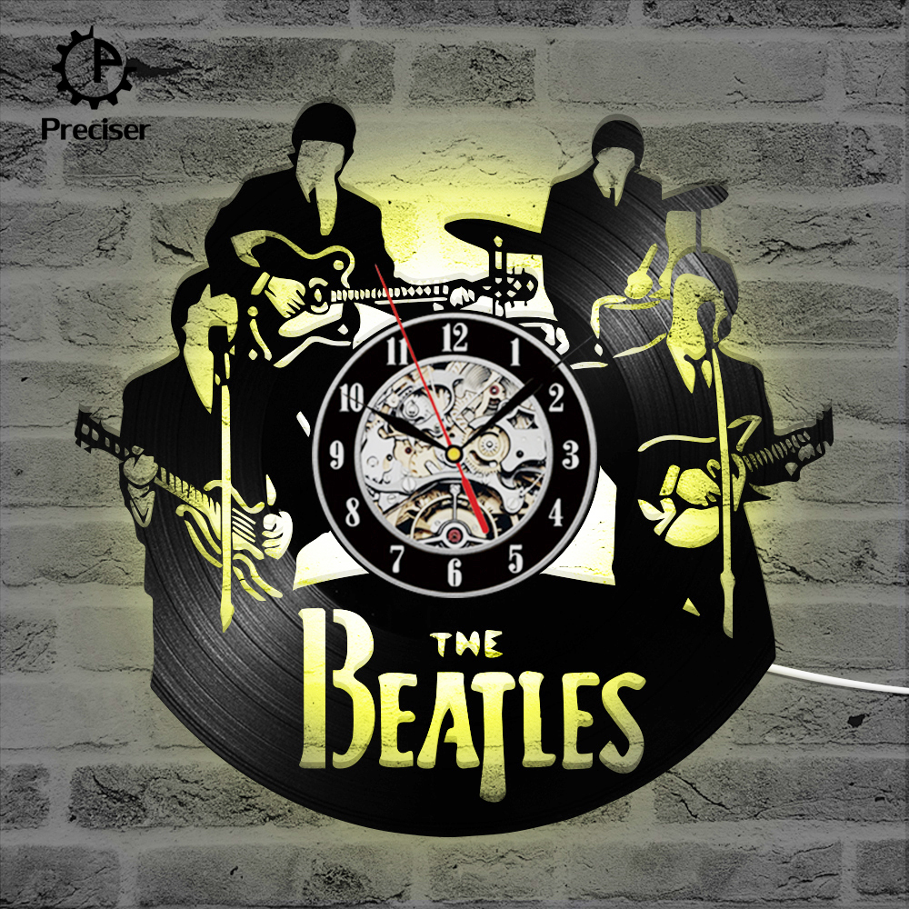 Preciser The Beatles Music Nursery Art 3D Record Clock Guitar Drum