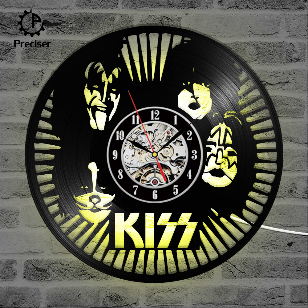 Preciser KISS Rock Band Record Clock Gift for KISS Fans Creative Wall