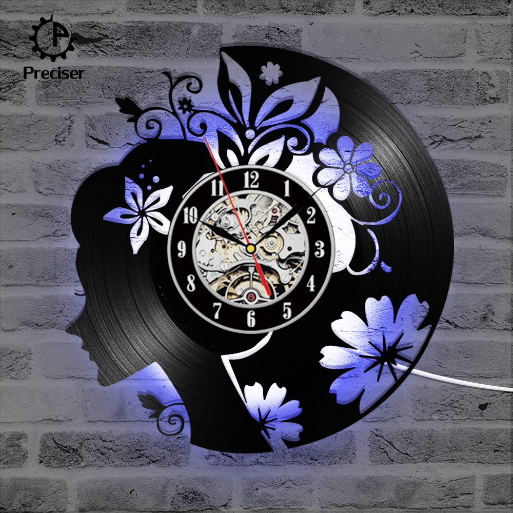Flower Girl Exclusive Handmade CD Record Clock Vinyl Record Wall Clock