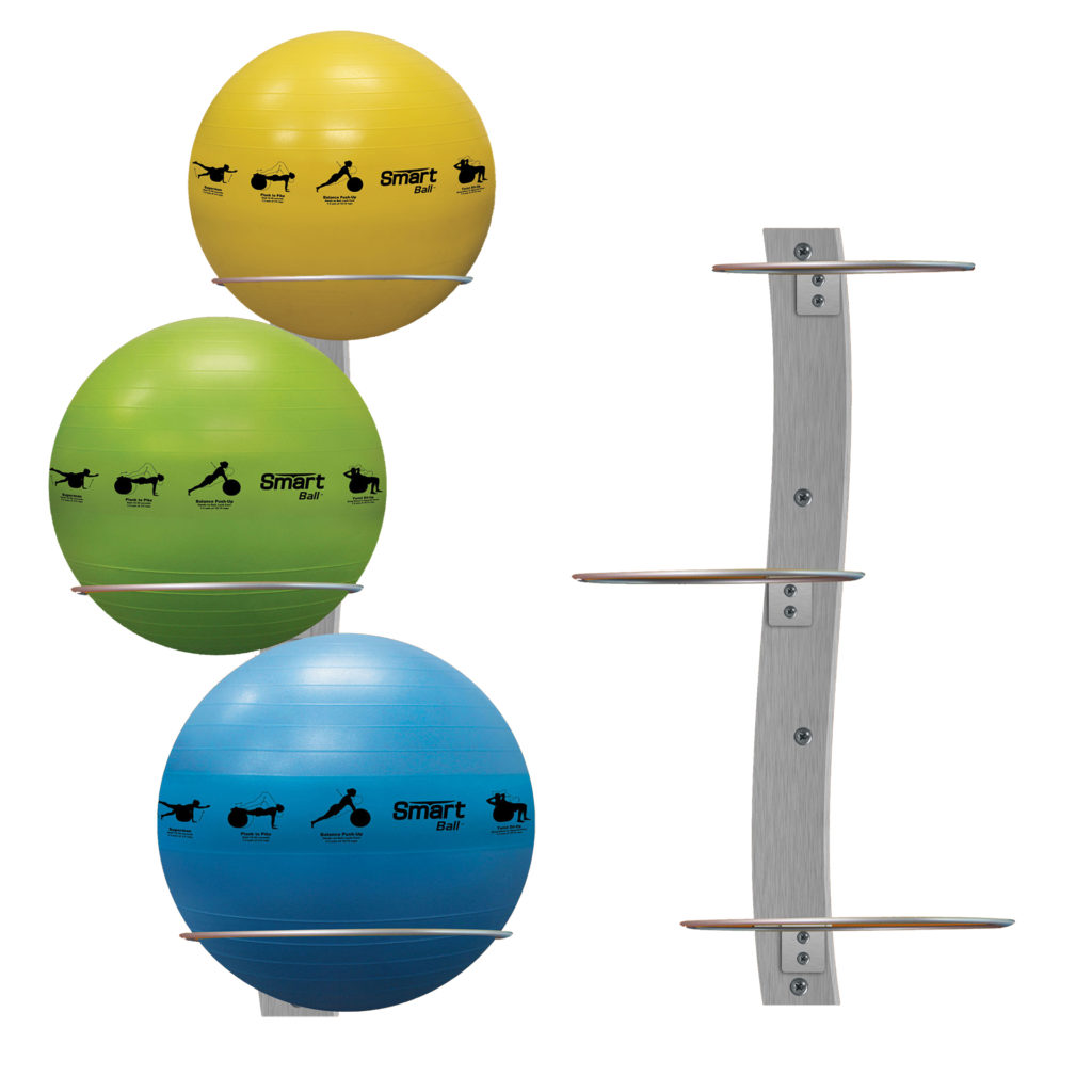 WallMounted Stability Ball Rack Precision Fitness Equipment