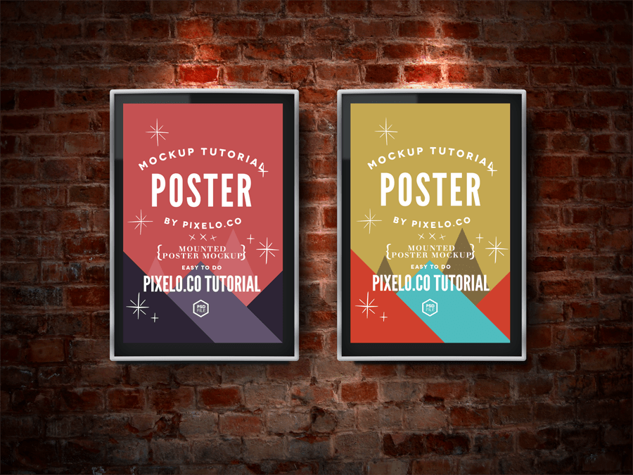 Wall Mounted Poster Frames Mockup