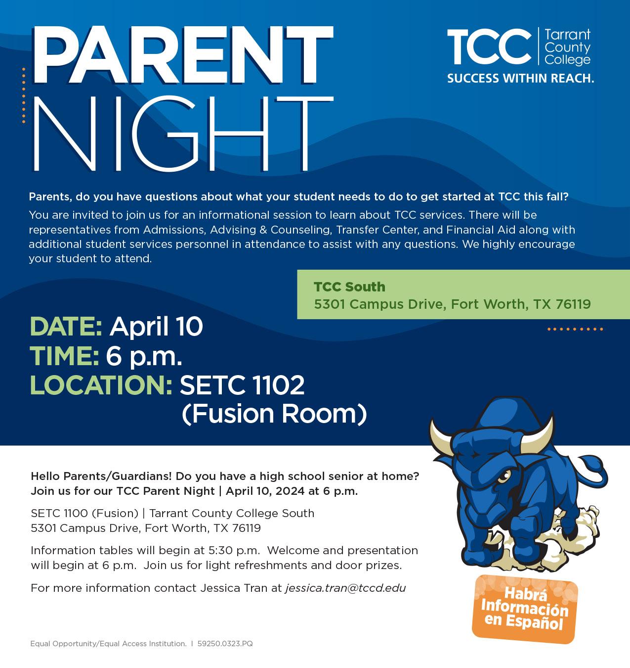 TCC Parent Night Premier High School Arlington