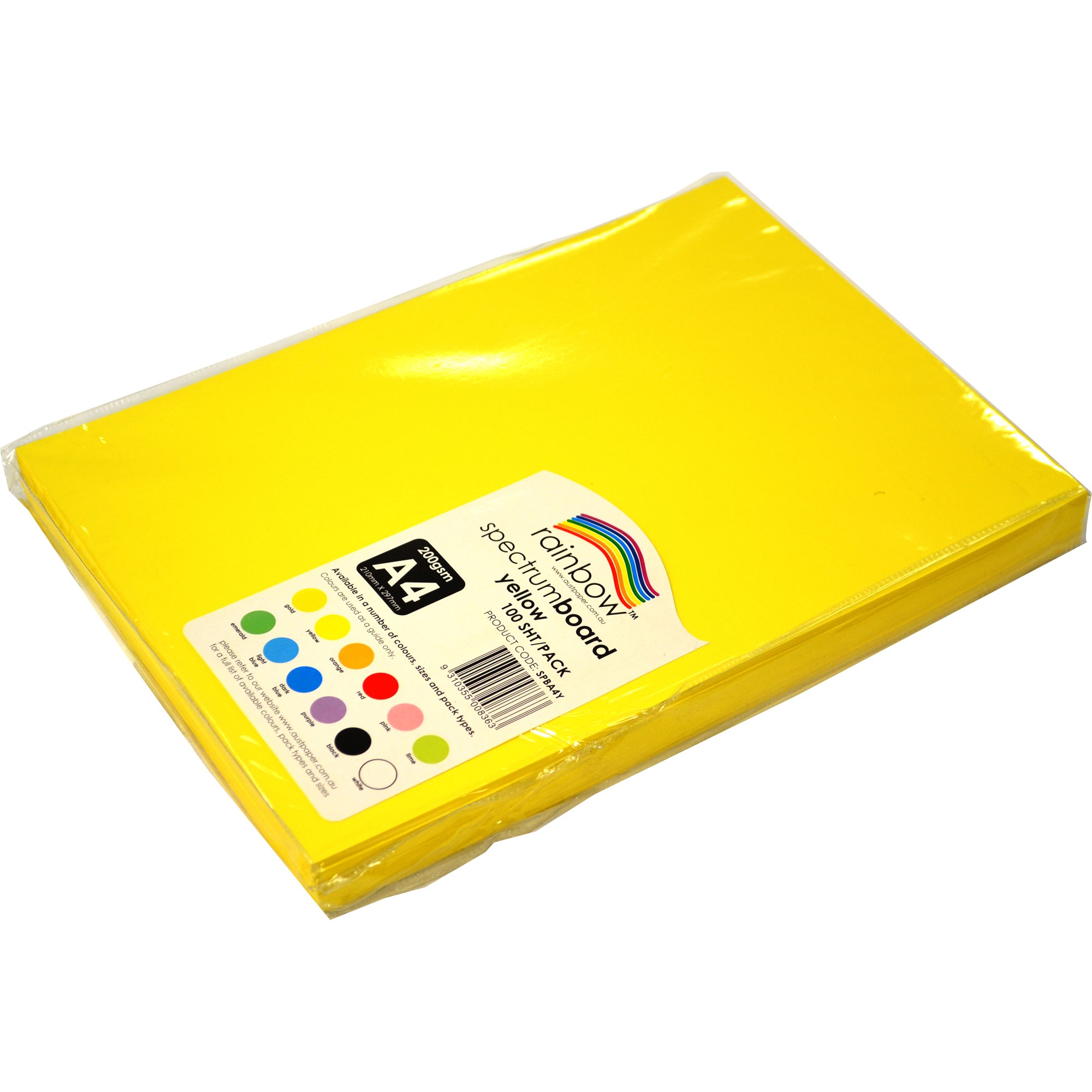 Poster Board Rainbow A4 Yellow 220gsm Spectrum Board Premier Art