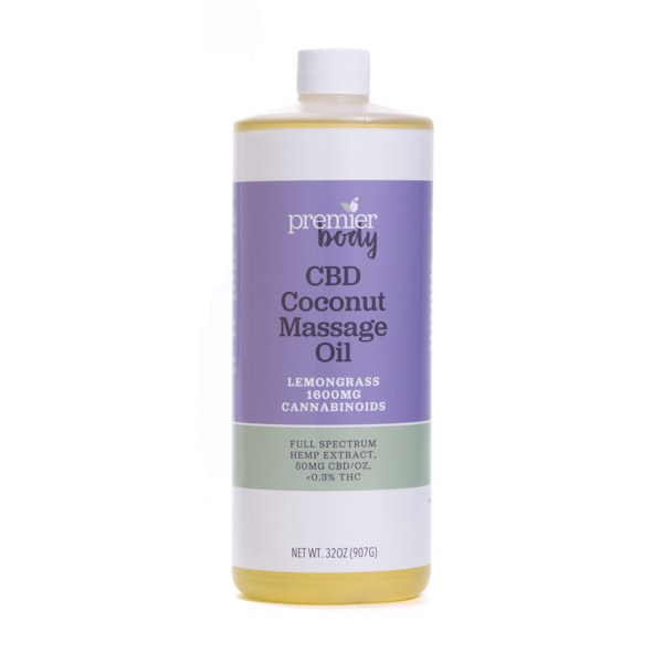 Premier Body 32 oz Coconut Massage Oil with Lemongrass 1600mg CBD
