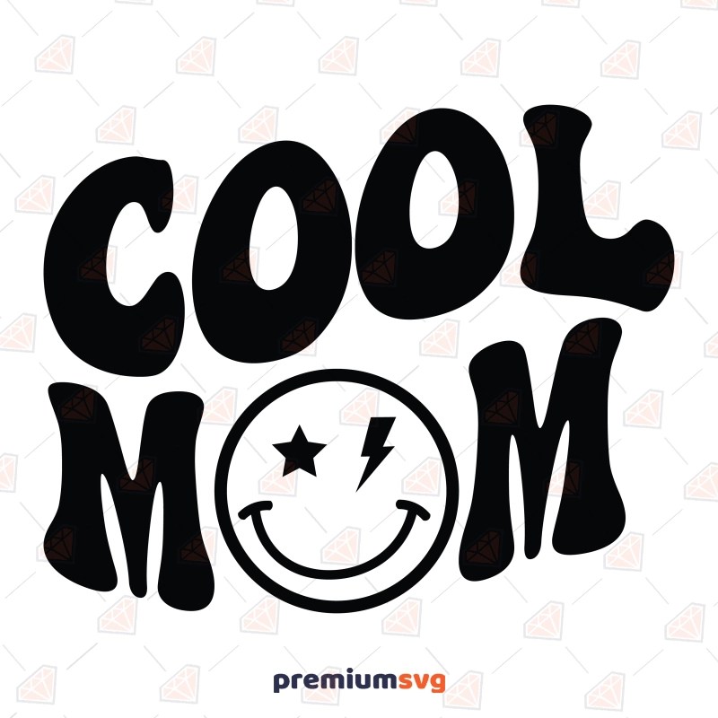 Cool Mom SVG, Retro Wavy Letter SVG Digital Design PremiumSVG