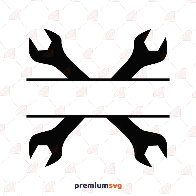 Crossed Wrench Monogram SVG, Clipart cut file PremiumSVG