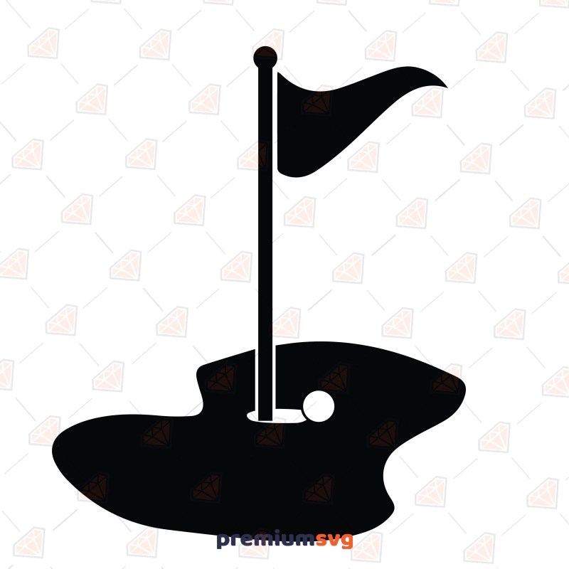 Golf Flag and Hole Silhouette SVG, Instant Download PremiumSVG