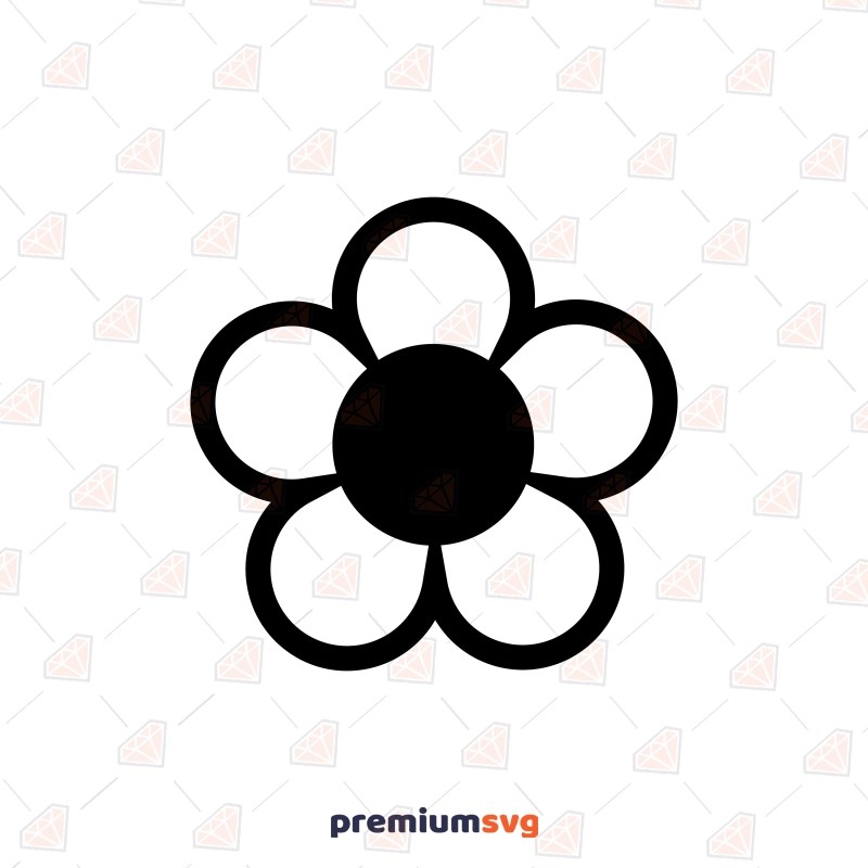 Simple 5 Leaf Flower SVG, Simple Flower SVG Clipart Files PremiumSVG