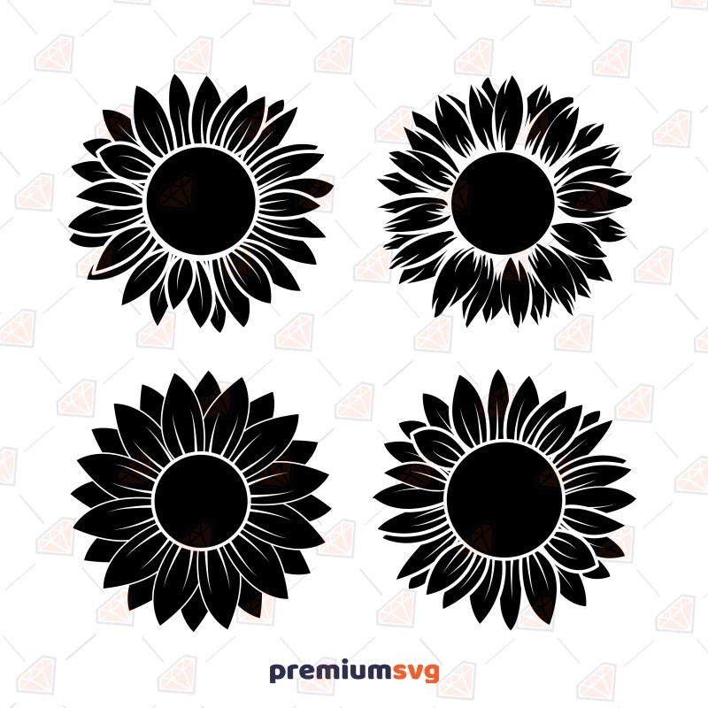 Sunflower Stencils SVG, Sunflower Template SVG Clipart PremiumSVG
