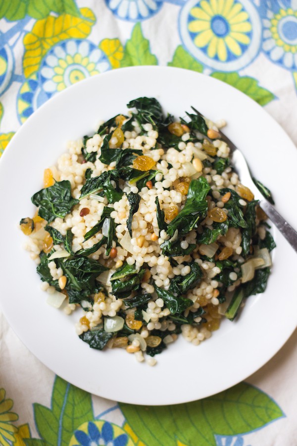 Israeli Couscous with Kale and Raisins Prepgreen