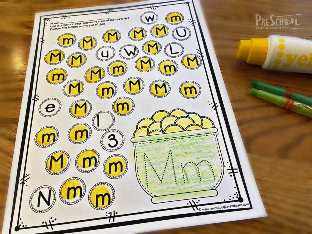 FREE Pot of Gold Letter Find St Patricks Day Printable Worksheets