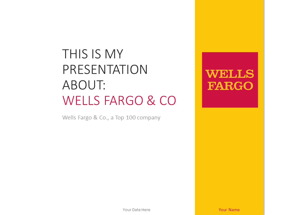 Wells Fargo PowerPoint Template Yellow PresentationGo