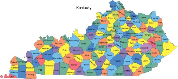 Kentucky PowerPoint Map - Counties
