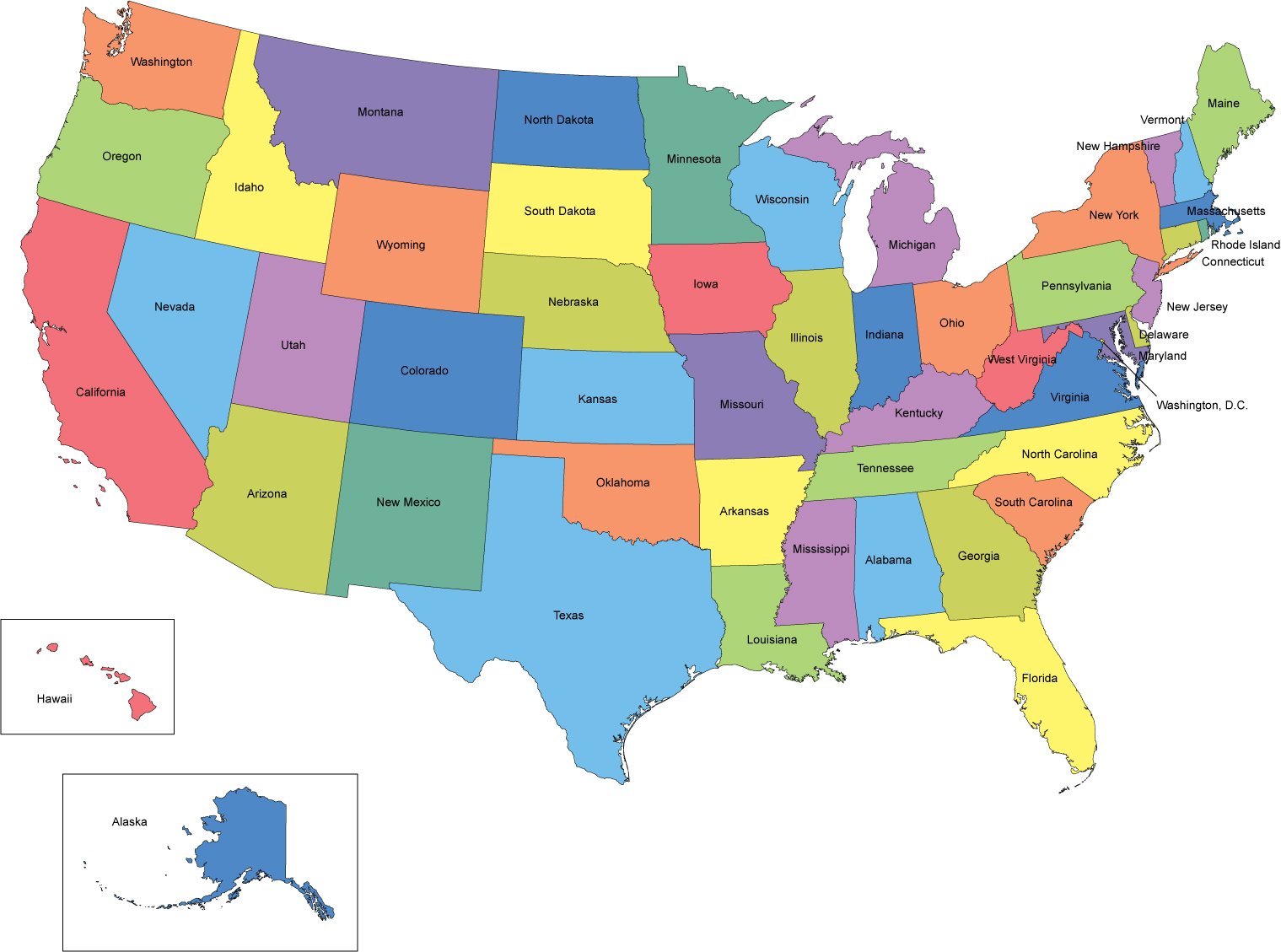 USA Map with State Names PresentationMall