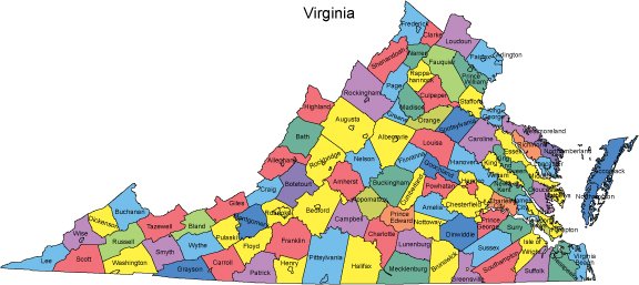 Interactive Map Of Virginia Counties Virginia Map with Counties