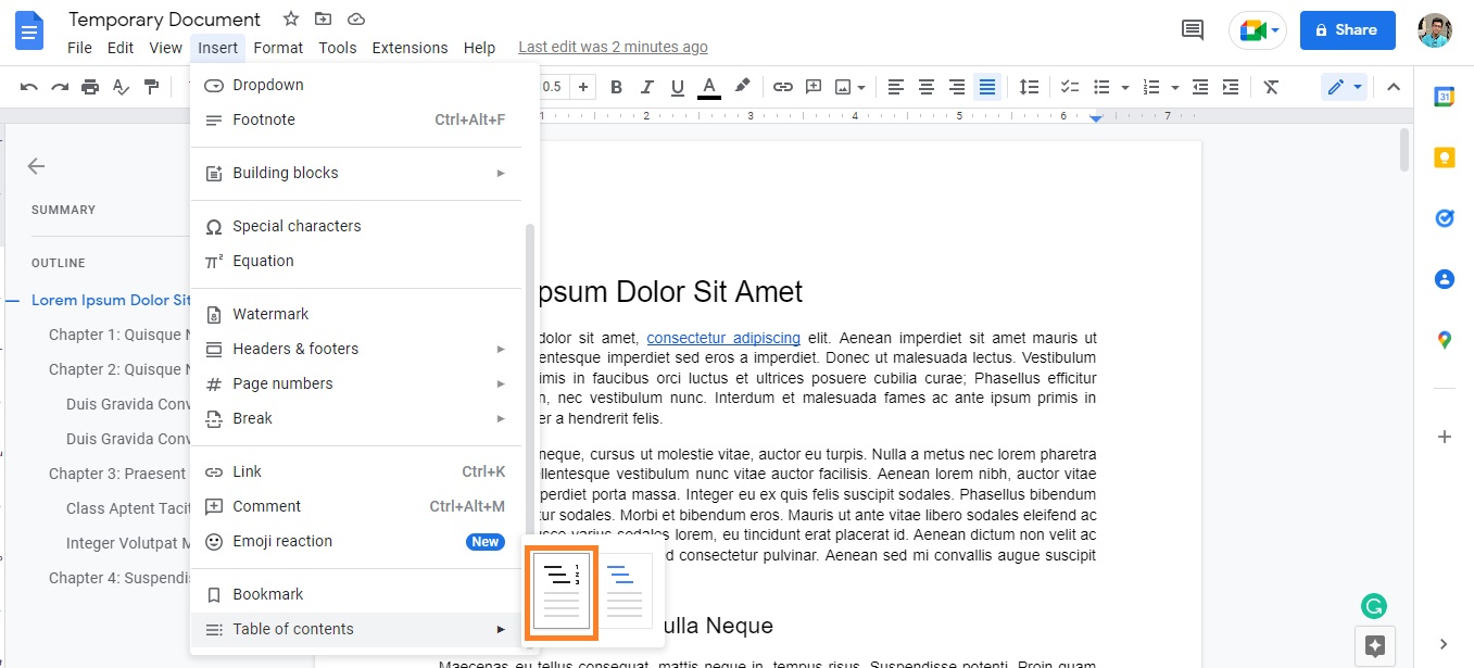 How To Make A Table Of Contents In Google Docs With Page Numbers PresentationSkills.me