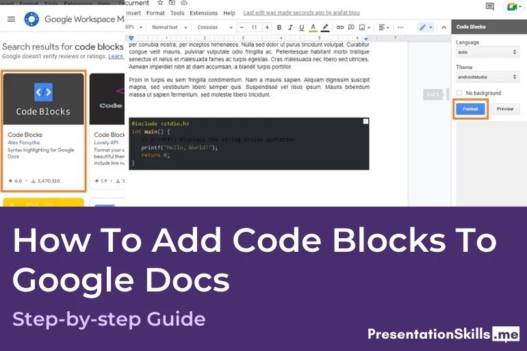How To Add Code Blocks To Google Docs PresentationSkills.me