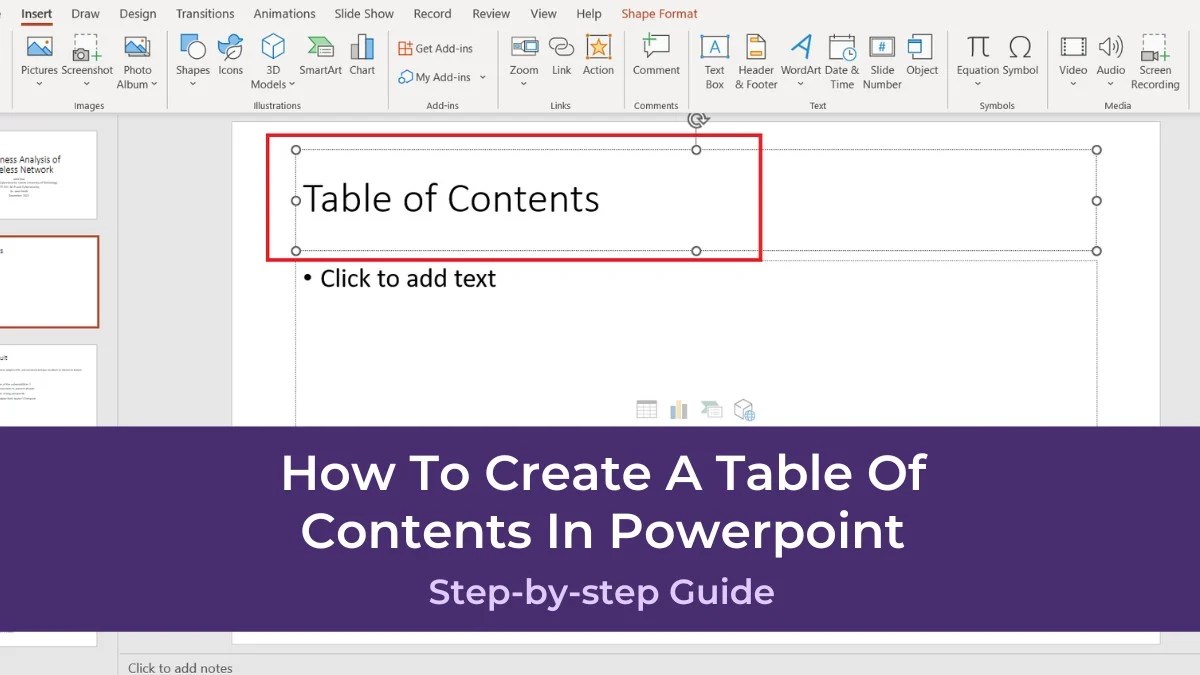 How To Create A Table Of Contents In Powerpoint PresentationSkills.me