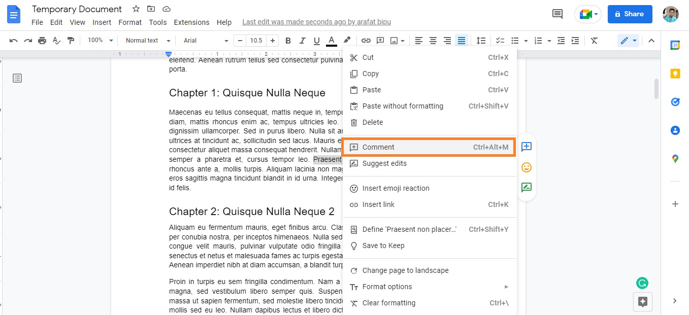 How To Add, Hide And Remove Comments In Google Doc PresentationSkills.me