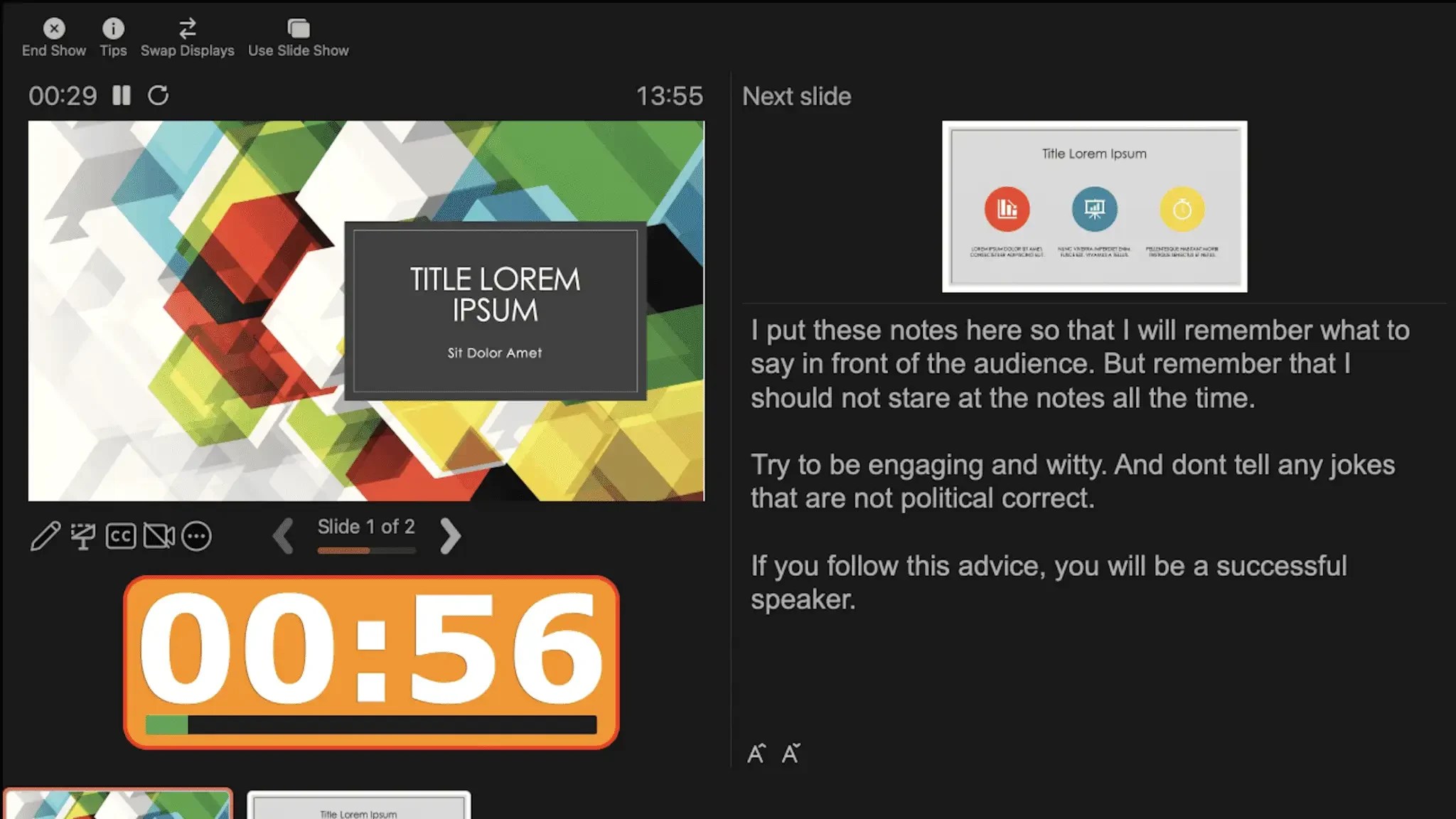 Display the timer as videooverlay PresentationTools