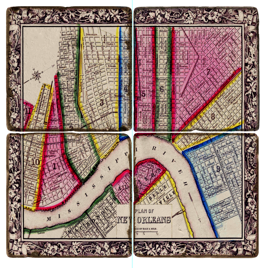NOLA Map Coaster Collage Preservation Tile Co.
