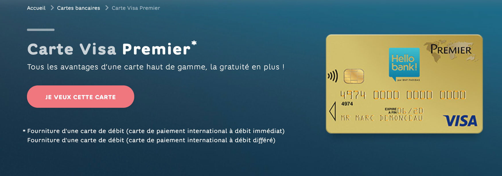 Carte Hello bank! laquelle propose le débit immédiat et différé